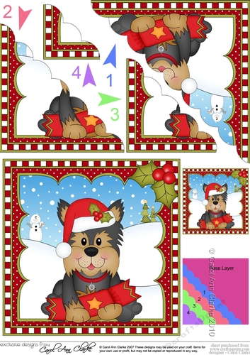Christmas Scalloped Corner Stacker - Little Yorkie Dog