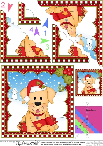 Christmas Scalloped Corner Stacker - Little Golden Labrador Dog