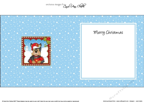 Christmas square landscape insert- Little Yorkie Dog