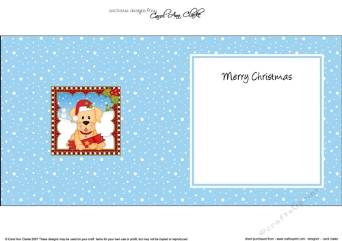 Christmas square landscape insert- Little Golden Labrador Dog