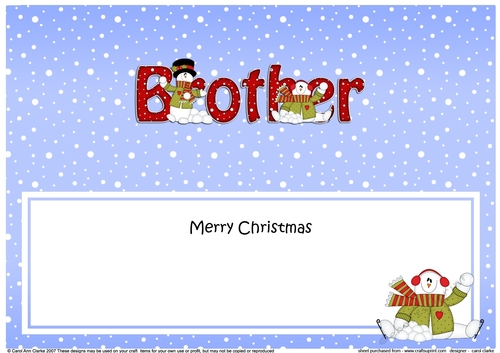 Large DL Merry Christmas BROTHER insert with Snowman Rio