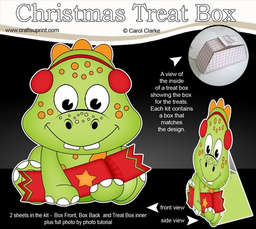 3D Christmas Treat Box Gift Set Mini Kit - Cute Little Dino