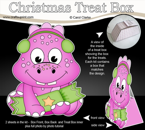 3D Christmas Treat Box Gift Set Mini Kit - Cute Little Dino