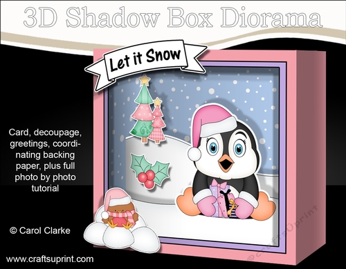 3D Christmas Diorama Shadow Box Card Mini Kit - Pip Penguin has Xmas Presents