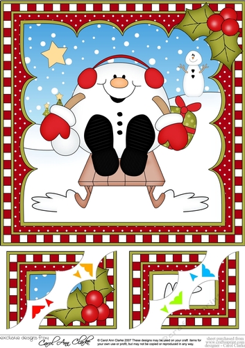 Christmas Snowball Sam 8 x 8 Scalloped Corner Topper 