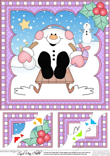 Christmas Snowball Sam 8 x 8 Scalloped Corner Topper 
