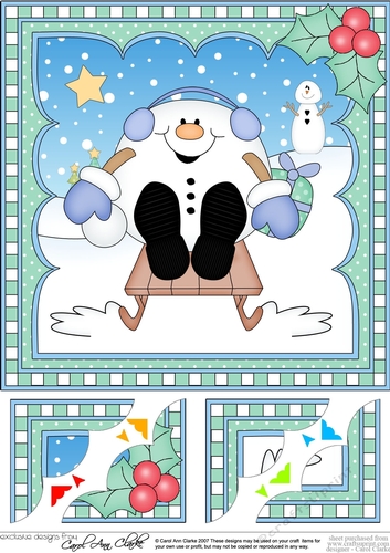 Christmas Snowball Sam 8 x 8 Scalloped Corner Topper 