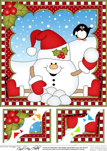 Christmas Snowball Sam 8 x 8 Scalloped Corner Topper 