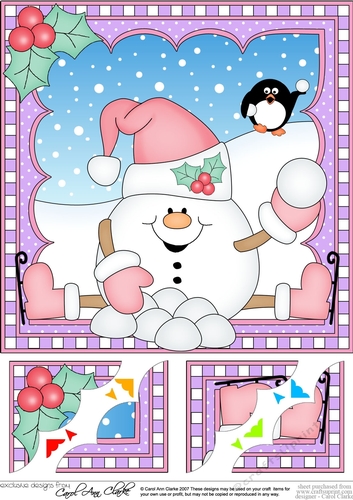 Christmas Snowball Sam 8 x 8 Scalloped Corner Topper 