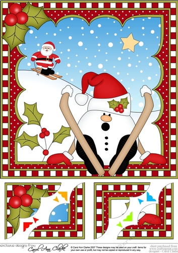 Christmas Snowball Sam 8 x 8 Scalloped Corner Topper 