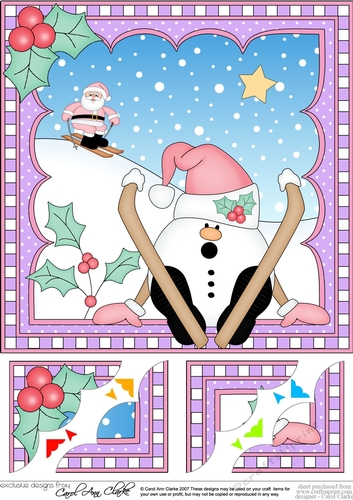 Christmas Snowball Sam 8 x 8 Scalloped Corner Topper 