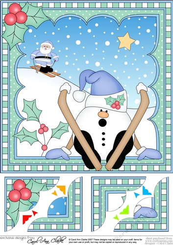 Christmas Snowball Sam 8 x 8 Scalloped Corner Topper 
