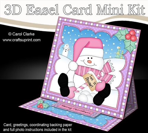 3D Easel Card Mini Kit - Christmas Snowman Oli wants it to Snow!