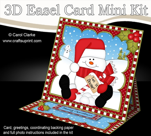 3D Easel Card Mini Kit - Christmas Snowman Oli wants it to Snow!