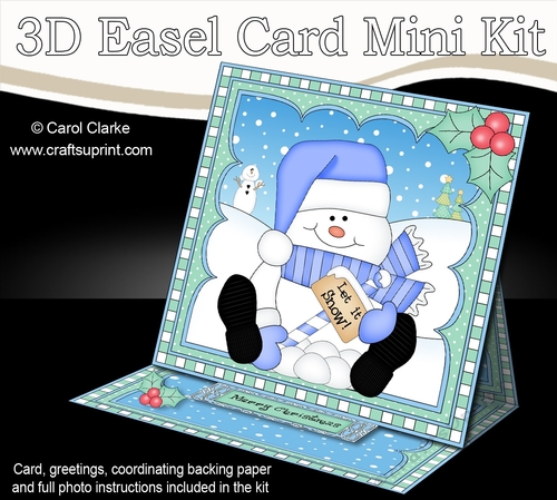 3D Easel Card Mini Kit - Christmas Snowman Oli wants it to Snow!