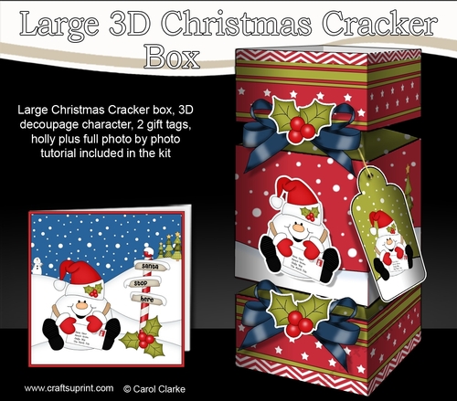 3D Large Christmas Cracker Box Mini Kit -  Snowball Sam has a Letter for Santa