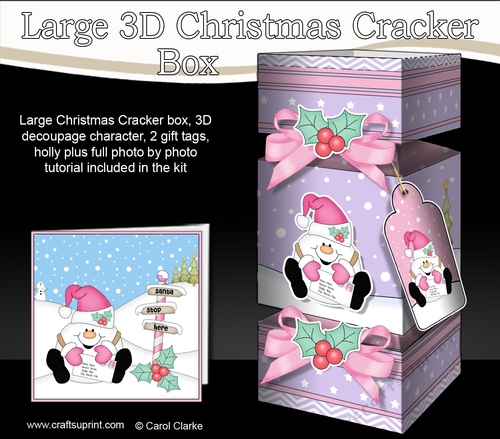 3D Large Christmas Cracker Box Mini Kit -  Snowball Sam has a Letter for Santa