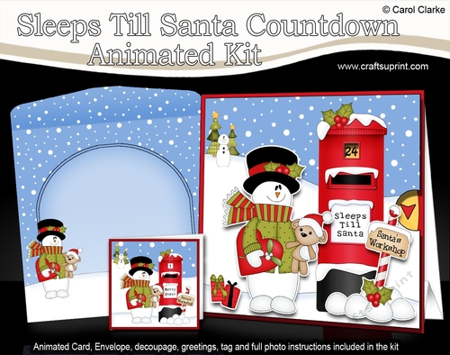3D Animated Sleeps Till Santa Christmas Postbox Countdown Card Kit - Snowman Rio is in Love