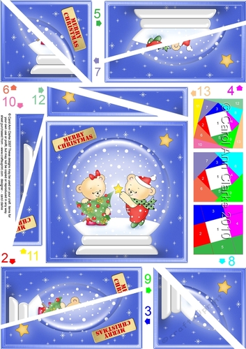 Christmas Snowglobe Twisted Spiral Side Stacker - Cute Teddies