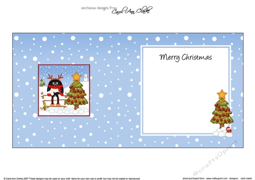 Christmas Pip Penguin has decorated the Xmas Tree square landscape insert