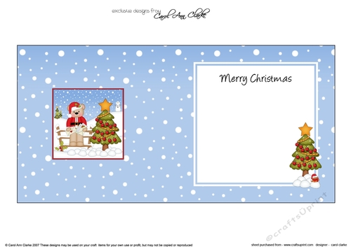Christmas Livvy Bear has decorated the Xmas Tree square landscape insert