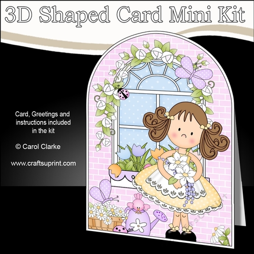 3D Shaped Card  Kit - Country Cottage Girlz Zoe has Pretty Flowers