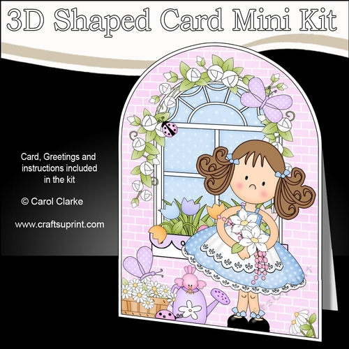 3D Shaped Card  Kit - Country Cottage Girlz Zoe has Pretty Flowers