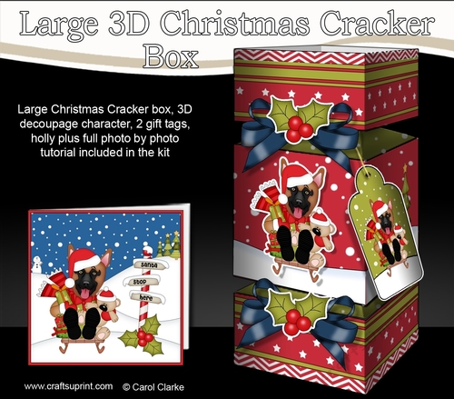 3D Large Christmas Cracker Box - Little German Shepherd Dog