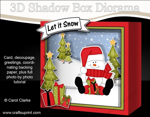 3D Christmas Diorama Shadow Box Card Mini Kit - Snowman Oli has Xmas Presents