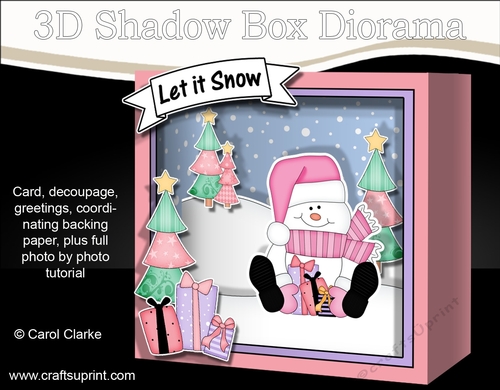 3D Christmas Diorama Shadow Box Card Mini Kit - Snowman Oli has Xmas Presents
