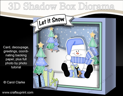 3D Christmas Diorama Shadow Box Card Mini Kit - Snowman Oli has Xmas Presents
