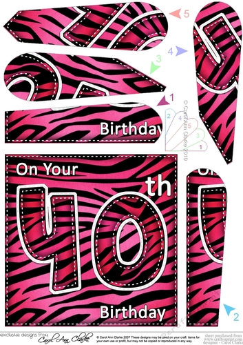 Fun Zebra Striped 40th Birthday Fan Pyramage Topper