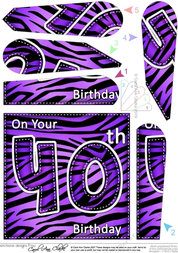 Fun Zebra Striped 40th Birthday Fan Pyramage Topper