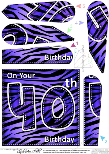 Fun Zebra Striped 40th Birthday Fan Pyramage Topper