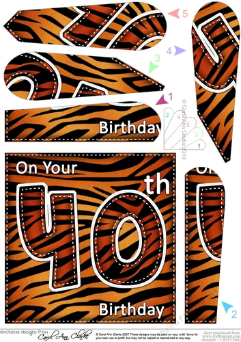 Fun Zebra Striped 40th Birthday Fan Pyramage Topper