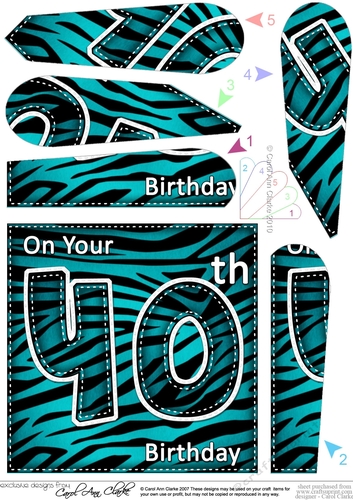 Fun Zebra Striped 40th Birthday Fan Pyramage Topper