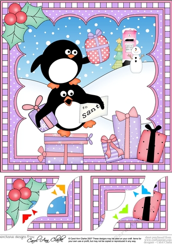 Christmas Penguin 8 x 8 Scalloped Corner Topper  