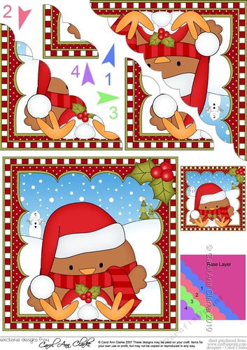 Cute Christmas Robin Scalloped Corner Stacker