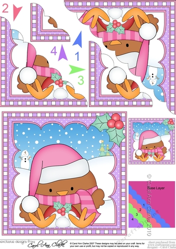 Cute Christmas Robin Scalloped Corner Stacker