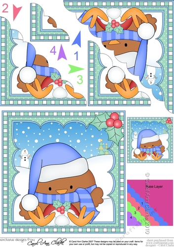 Cute Christmas Robin Scalloped Corner Stacker