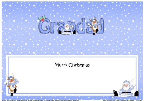 Large DL Merry Christmas GRANDAD with Santa & Rudolph insert