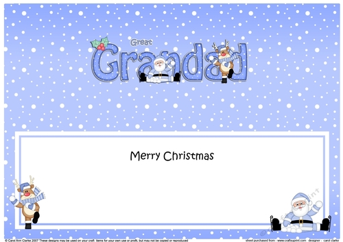 Large DL Merry Christmas GREAT GRANDAD with Santa & Rudolph insert