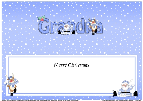 Large DL Merry Christmas GRANDPA with Santa & Rudolph insert