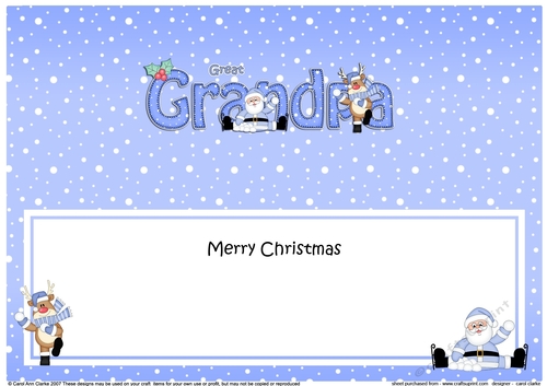 Large DL Merry Christmas GREAT GRANDPA with Santa & Rudolph insert