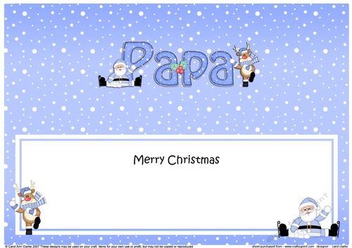 Large DL Merry Christmas PAPA with Santa & Rudolph insert