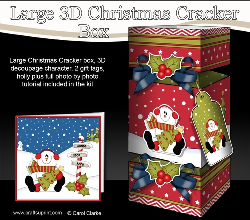 3D Large Christmas Cracker Box Mini Kit -  Snowman Rio has an Xmas Tree