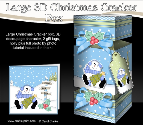 3D Large Christmas Cracker Box Mini Kit -  Snowman Rio has an Xmas Tree