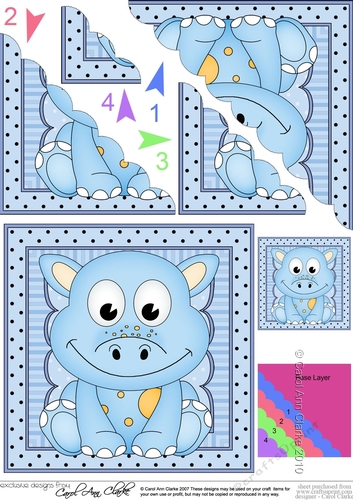 Cute Little Dinosaur Scalloped Corner Stacker
