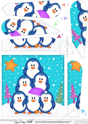 Christmas Penguins Tree Felties Fan Pyramage Topper
