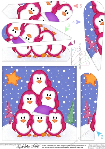 Christmas Penguins Tree Felties Fan Pyramage Topper